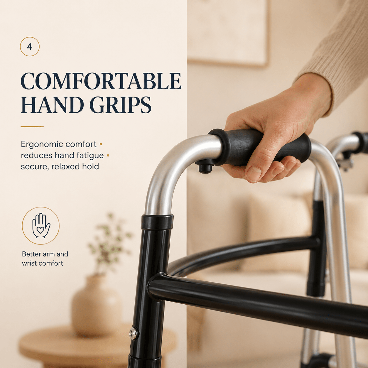 DeepTita Folding Front Wheel Walker, Home Travel, 5" Wheels, 350lb for modern home mobility, recovery, and everyday confidence