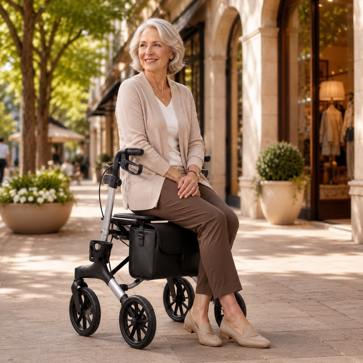 DeepTita All-Terrain Foldable Rollator Walker with Seat