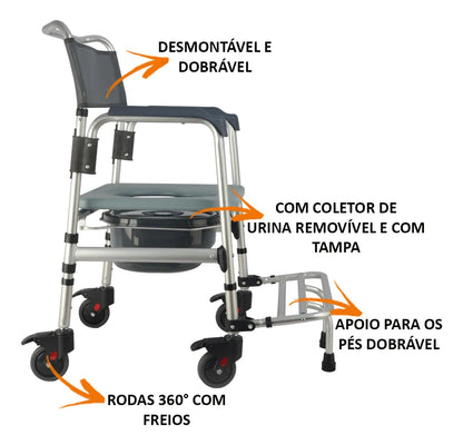 Cadeira De Banho Aluminio Higienica Adulto 135 Kg Hidrolight