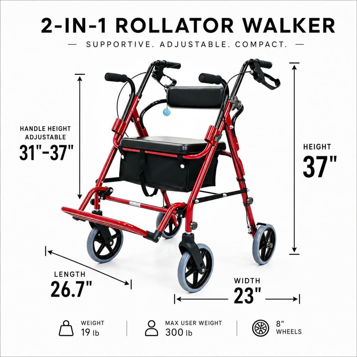 DeepTita 2-in-1 Rollator Transport Chair R5 for modern home mobility, recovery, and everyday confidence