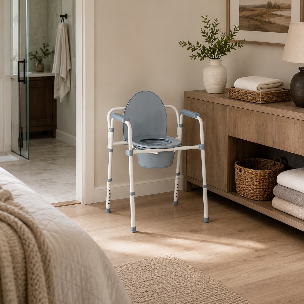 DeepTita 3-in-1 Folding Bedside Commode Chair H1 for modern home mobility, recovery, and everyday confidence