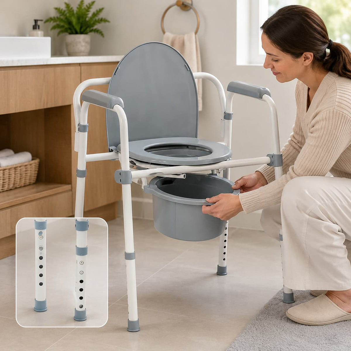 DeepTita 3-in-1 Folding Bedside Commode Chair H1 for modern home mobility, recovery, and everyday confidence