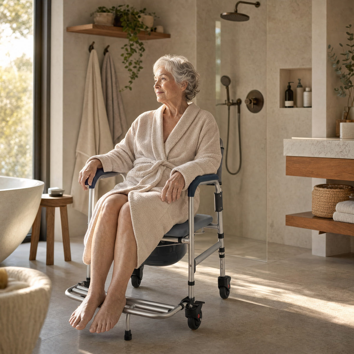 DeepTita 3-in-1 Rolling Bedside Commode Chair H3 for modern home mobility, recovery, and everyday confidence