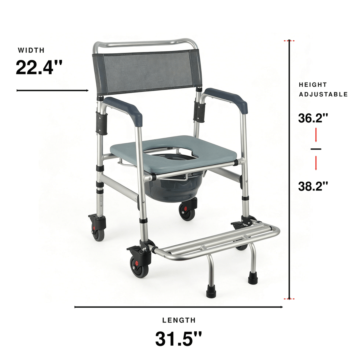 DeepTita 3-in-1 Rolling Bedside Commode Chair H3 for modern home mobility, recovery, and everyday confidence