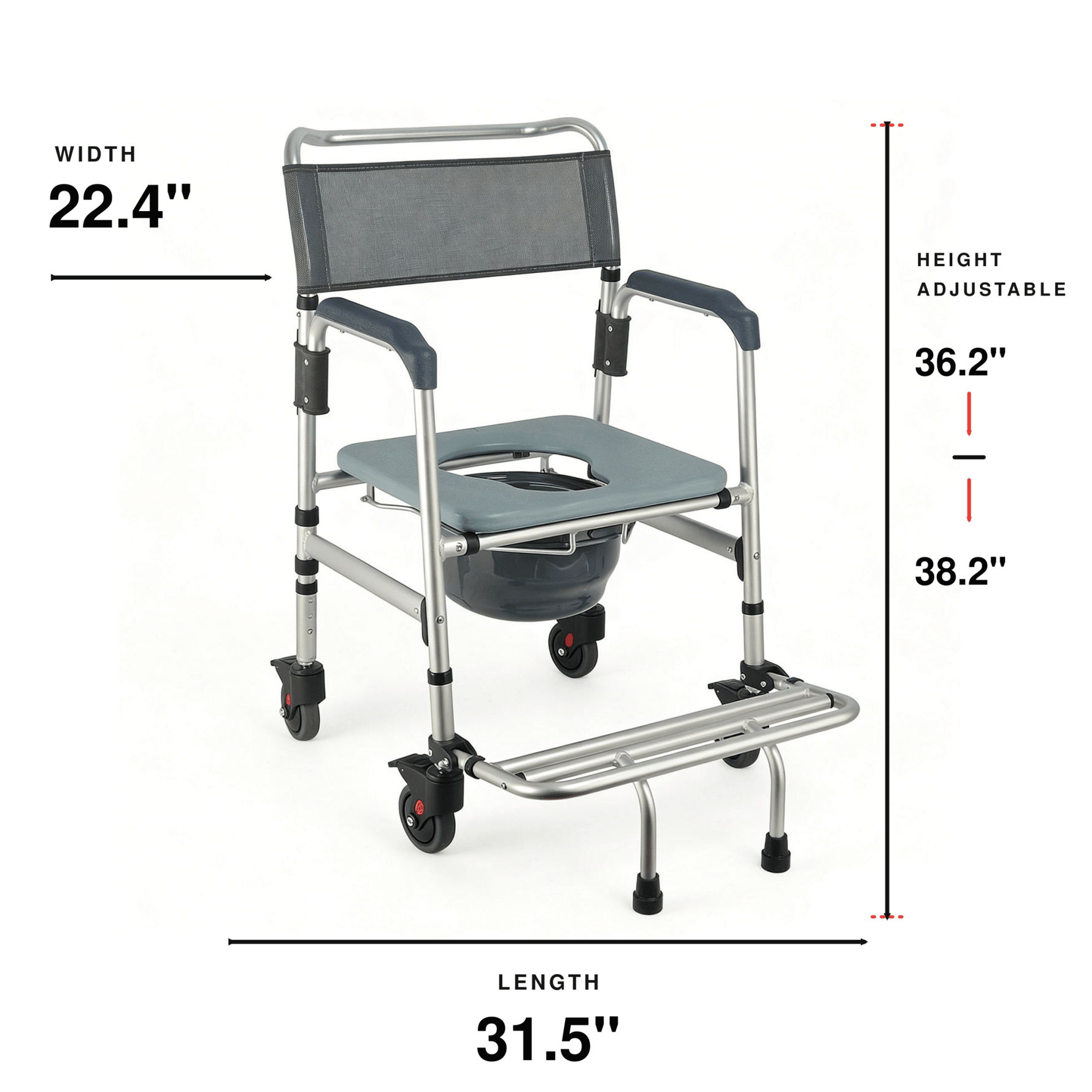 DeepTita 3-in-1 Rolling Bedside Commode Chair H3 for modern home mobility, recovery, and everyday confidence