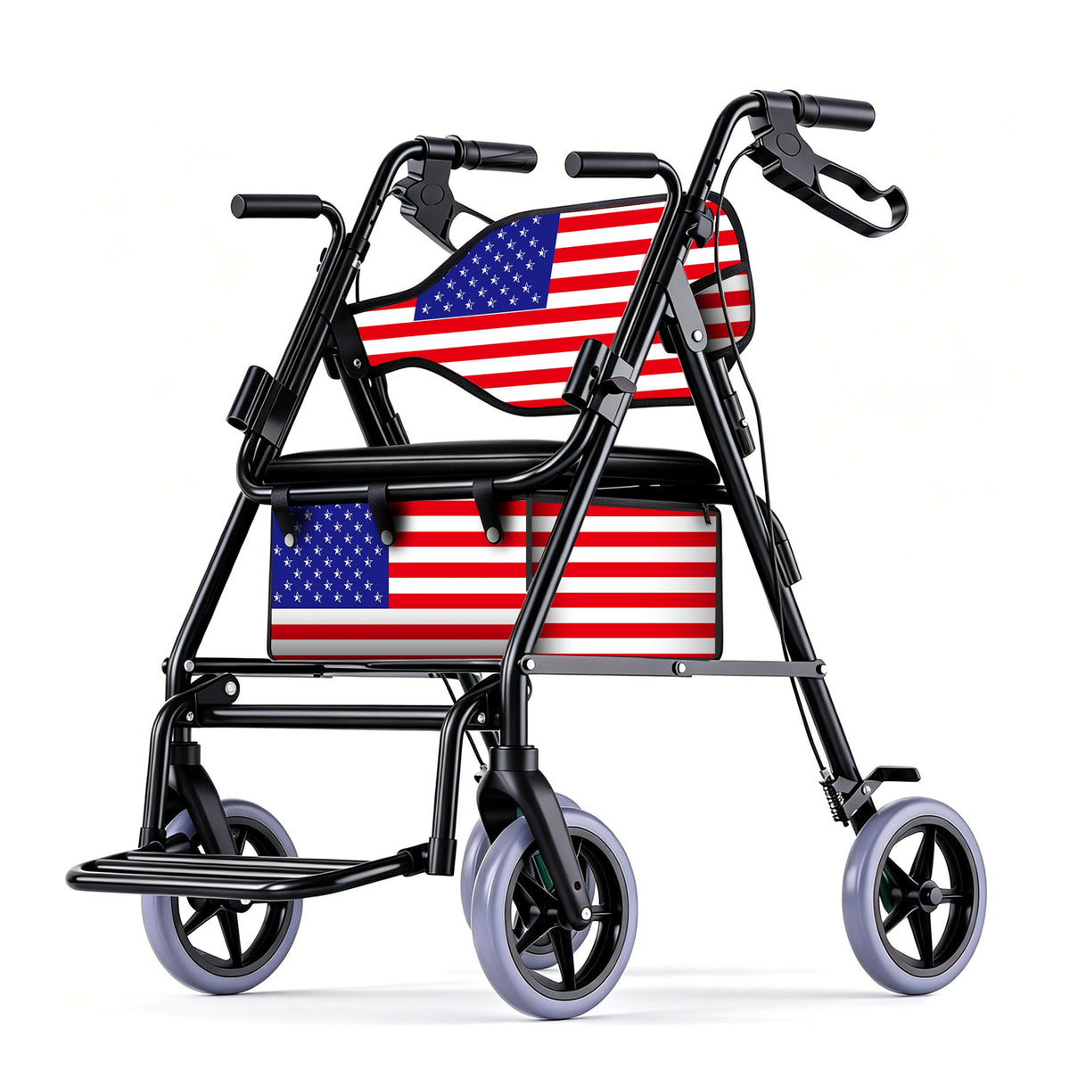 DeepTita American Flag 2-in-1 Rollator Transport Chair R5 for modern home mobility, recovery, and everyday confidence