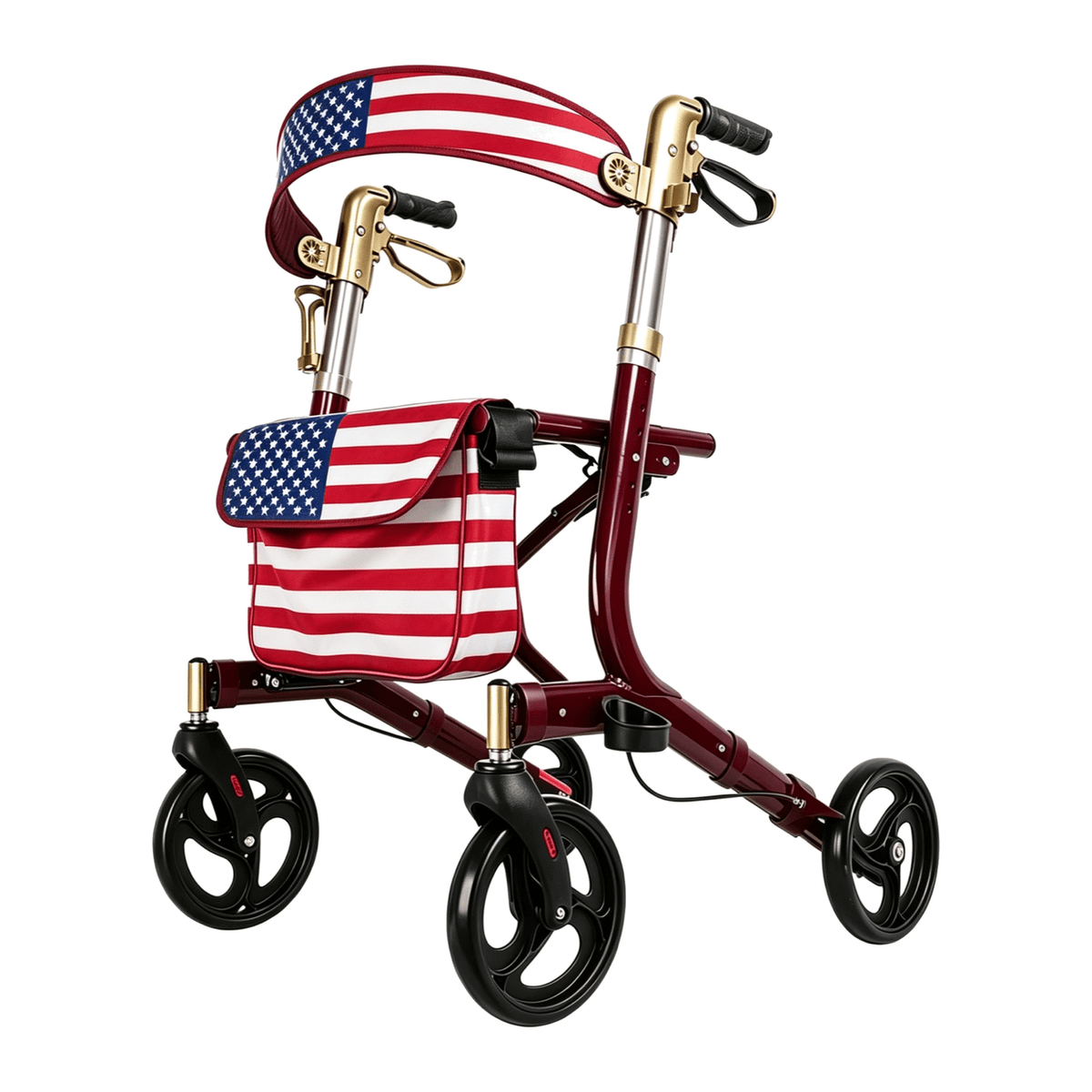 DeepTita American Flag Foldable Rollator Walker with Seat R1 for modern home mobility, recovery, and everyday confidence