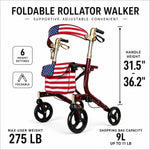 DeepTita American Flag Foldable Rollator Walker with Seat R1 for modern home mobility, recovery, and everyday confidence