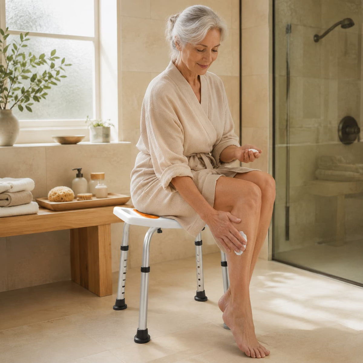 DeepTita Compact Adjustable Shower Stool B1 for modern home mobility, recovery, and everyday confidence