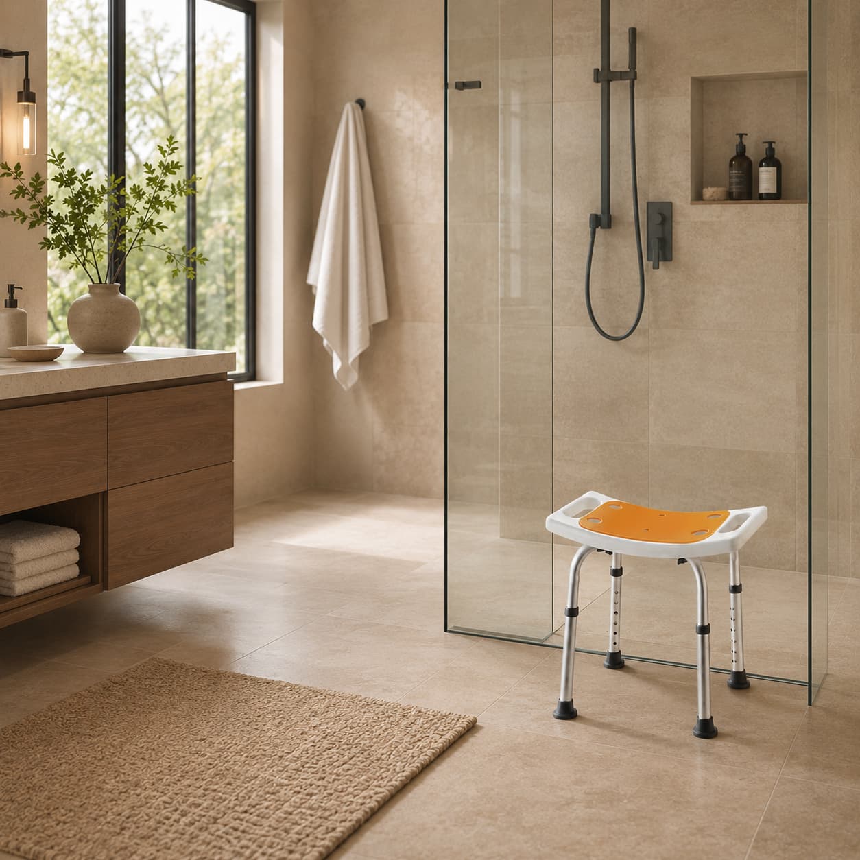DeepTita Compact Adjustable Shower Stool B1 for modern home mobility, recovery, and everyday confidence