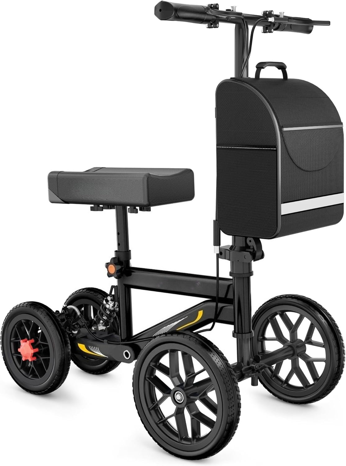 DEEPTITA Deluxe Medical Scooter Double Handbrake, All-Terrain Steerable Knee Scooter Crutch Alternative, for Adults with Injured Ankle & Foot Recovery in Black