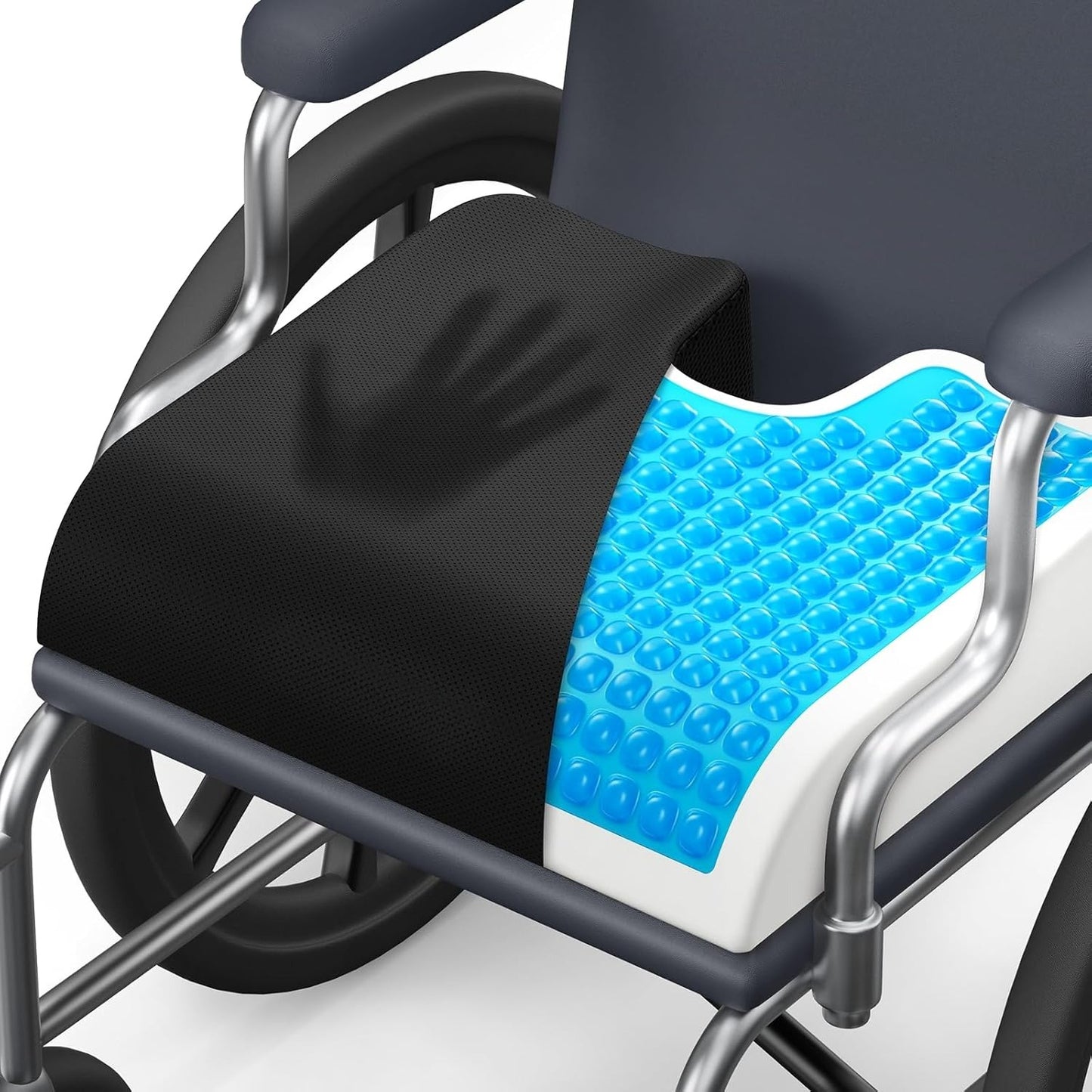 DEEPTITA Gel Wheelchair Seat Cushion, Relieve Sciatica, Back, Coccyx, Pressure Sore and Ulcer Pain, Refreshing Ergonomic Chair Cushion with Waterproof Silk Fabric, Anti-Slip Cover